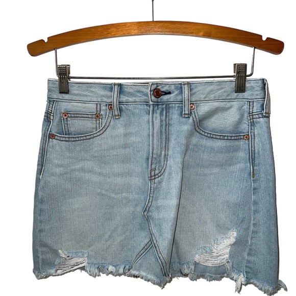 American Eagle Distressed Denim Jean Skirt D23 - Picture 1 of 4